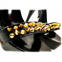 Italian black mules with studded straps