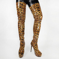 Hohe Trans Crossdress Fetisch Leopard Stiefel 35-46 EU