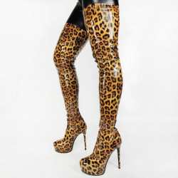 Leopard colors overknee boots Trans Crossdress 35-46 EU
