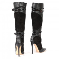 Black fetish unisex high heeled boots 35-47 EU