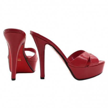 Cherry red Italian fetish mules high heels 35-42 EU