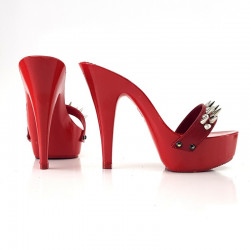 Italian red mules with studded straps 35-46 EU