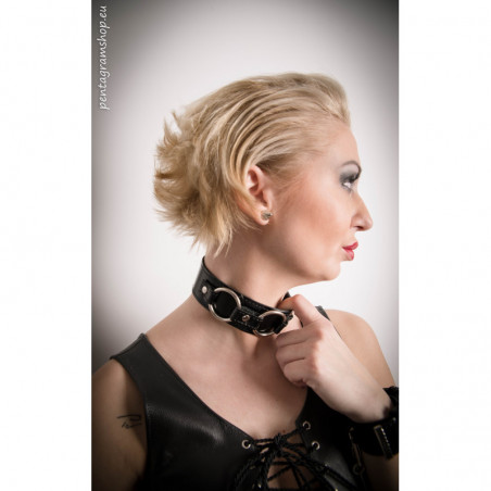 Leather collar with rings fetish BDSM "Circles"