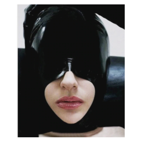 Latex mask hood with open mouth fetish BDSM
