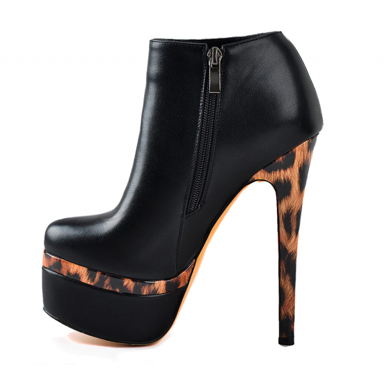 Leopard heel Trans Crossdress ankle boots 35-46 EU