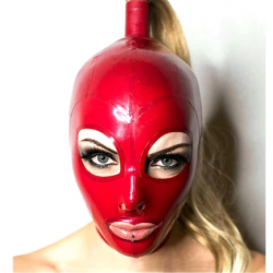 Fetisch Rosa Latexmaske mit Haarschwanz BDSM