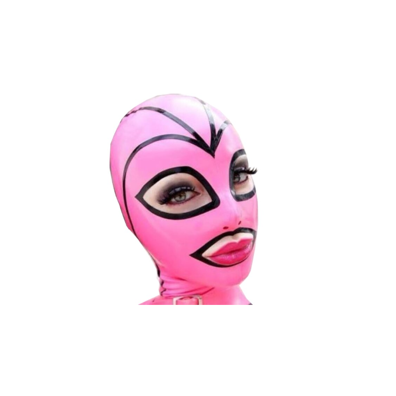 Pink unisex latex face mask hood fetish BDSM