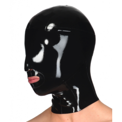 Unisex latex hood mask open mouth fetish BDSM