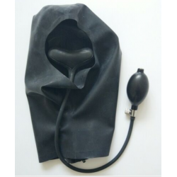 Latex open face mask hood with mouth pump fetish BDSM