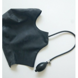Latex open face mask hood with mouth pump fetish BDSM