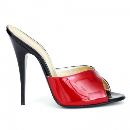 Gorgeous red and black unisex patent mules