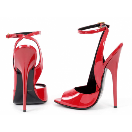 Luxury italian leather red high heeled sandals 35-46 EU