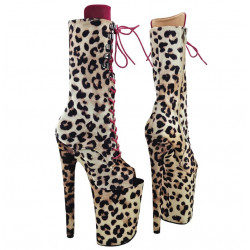 Leopard pole dance gogo ankle shoes with 23 cm heels 36-41 EU