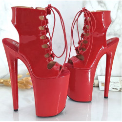 Red hot pole dance gogo ankle boots with 23 cm heels 36-41 EU