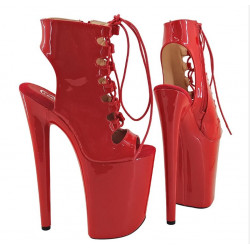 Red hot pole dance gogo ankle boots with 23 cm heels 36-41 EU