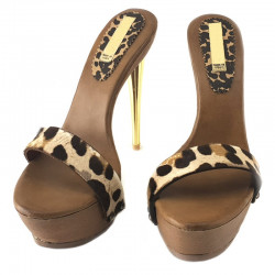 Sexy Metal heel leopard Italian mules 35-41 EU