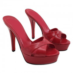 Cherry red Italian fetish mules high heels 35-42 EU