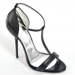 Black strapped high heeled unisex sandals 35-46 EU