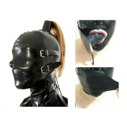 Latexmaske mit zwei Schnallen regulierten Gesicht BDSM
