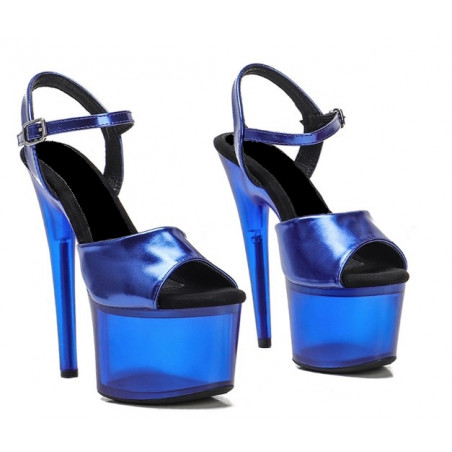 Metaliczny niebieski sandały szpilki Gogo Pole Dance 17 cm 35-41 EU