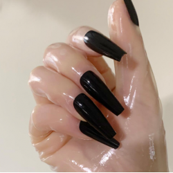 Crossdresser latex gloves with nails colors