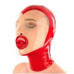 Maska lateks transparentna twarz głębokie usta fetysz BDSM