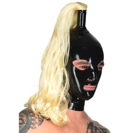Fetisch Latexmaske mit blonde Schwanz BDSM