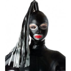 Fetisch Schwarzgraue Latexmaske mit Schweif BDSM