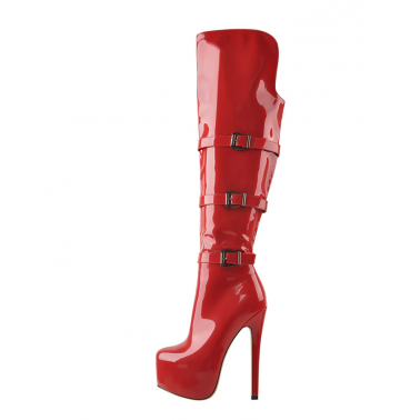 Red hot unisex over knee boots Trans Crossdress 35-46 EU