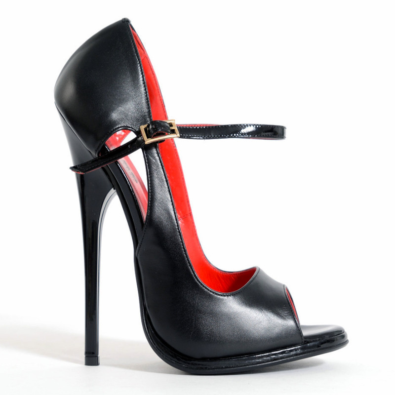 Fetish black sandals high heels "open toe" 35-46 EU