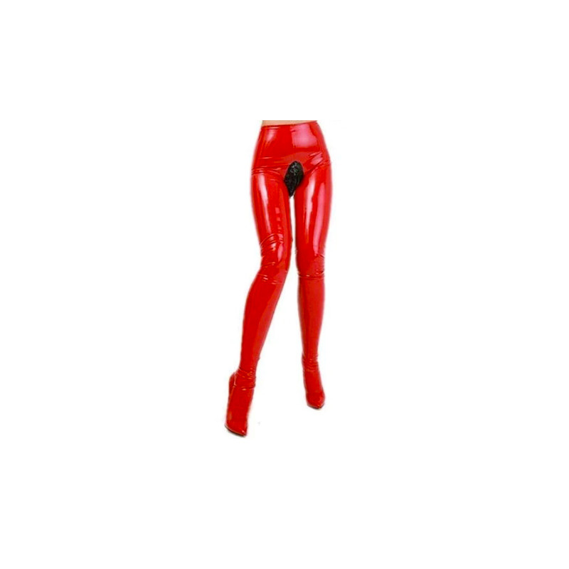 Spodnie legginsy lateks unisex z krocznym wcięciem fetysz BDSM
