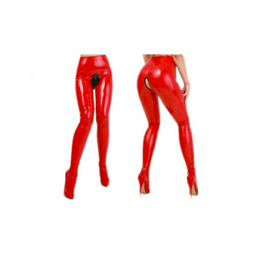 Spodnie legginsy lateks unisex z krocznym wcięciem fetysz BDSM