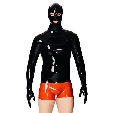 Fetish latex shirt top with mask and gloves BDSM