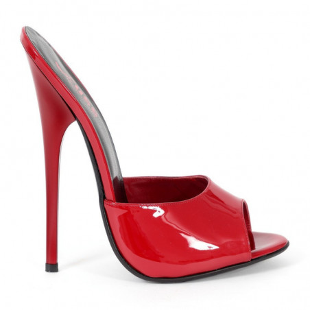 Fetish gorgeous red patent unisex heels mules