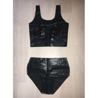 Fetish minimalist latex female set with tank top
