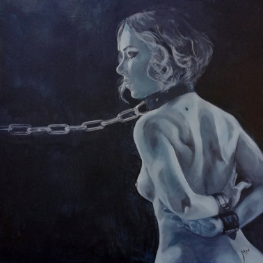 Obraz bondage kobieta w obroży "Naughty"